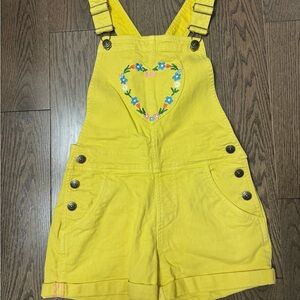 Mini Boden Yellow Kids Romper with heart pockets size 8/9